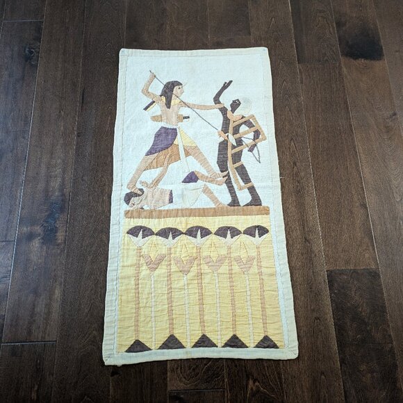 Hand Quilted Egyptian Style Banner Wall Hanging – Set of 2, Rare Find - Picture 2 of 9